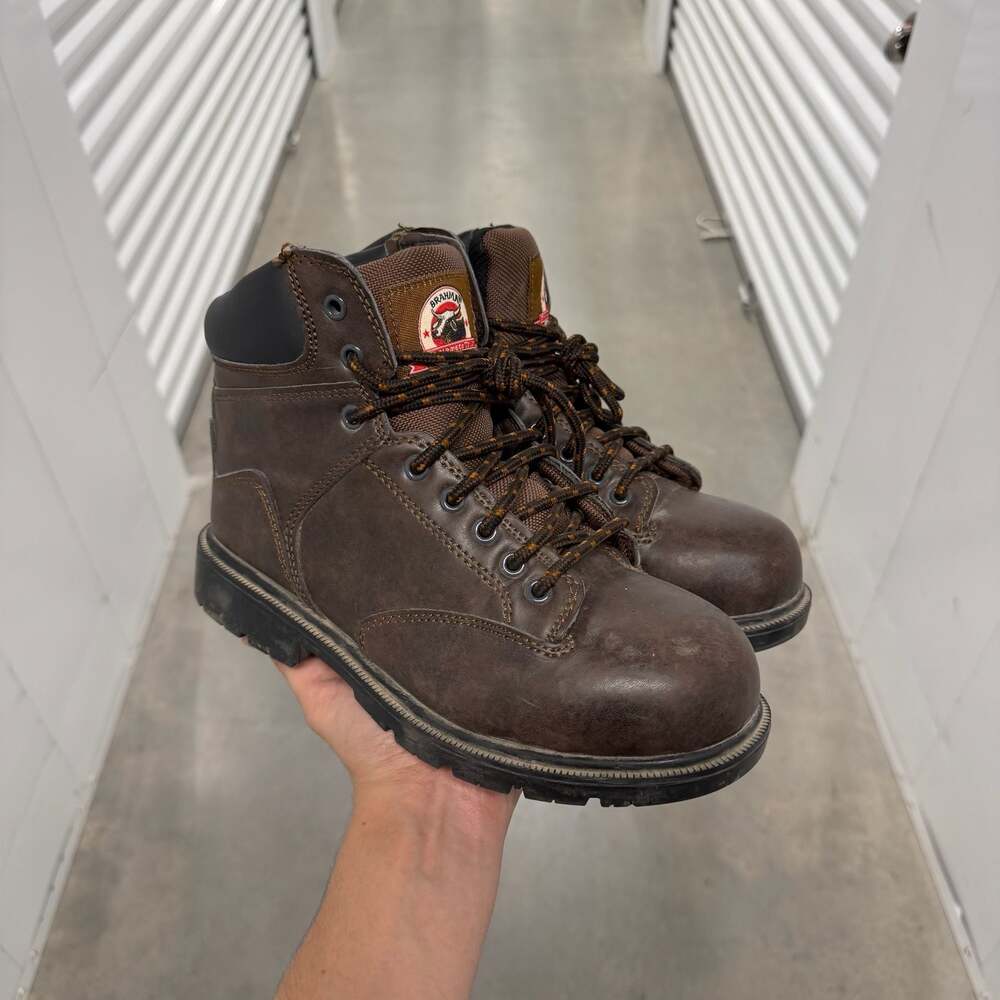 Brahma Brown Leather Work Boots Steel Toe Lace Up Utility 7